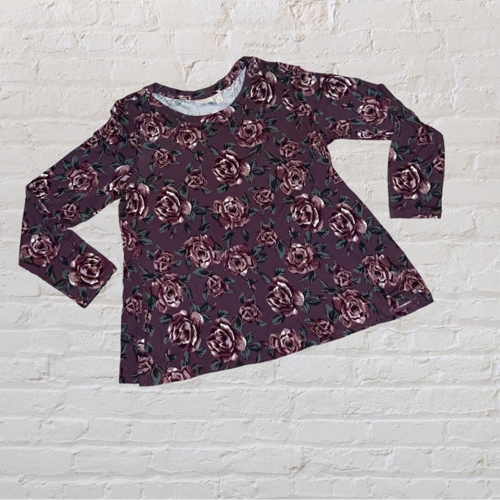 LOGO by Lori Goldstein Floral Printed Knit Top